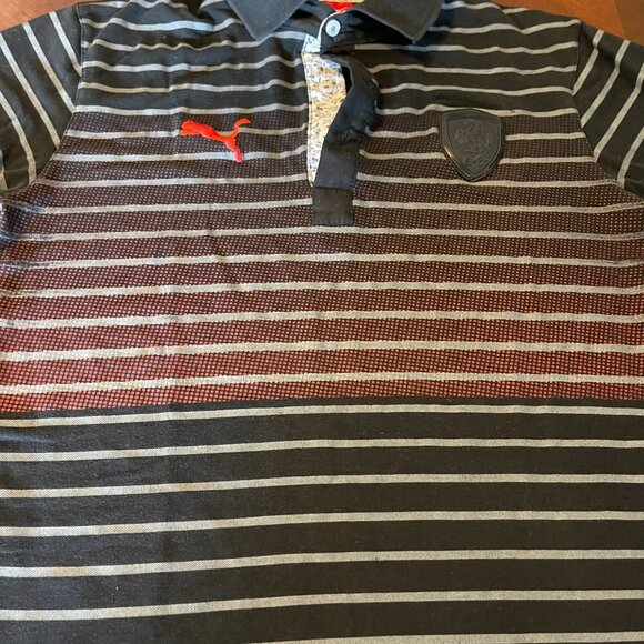 Puma Ferrari Mens Polo Shirt Black/Red Sz S Ferrari menswear short sleeve - Picture 10 of 14